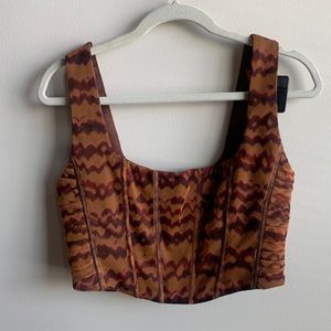 Zara corset top (brownish, orange color pattern)
